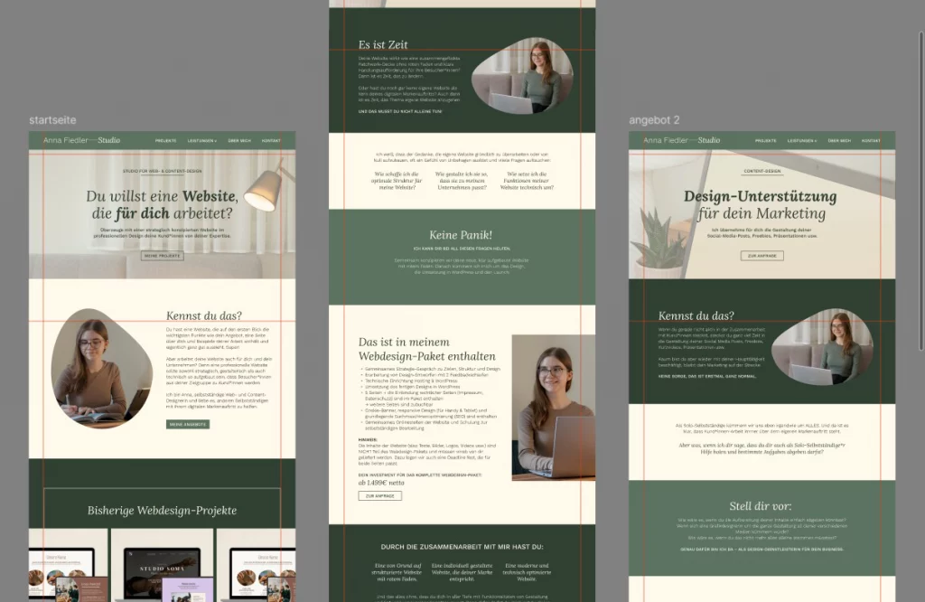 Arbeit in einem Webdesign-Programm